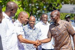 File image of President William Ruto with coastal leaders in Mombasa.